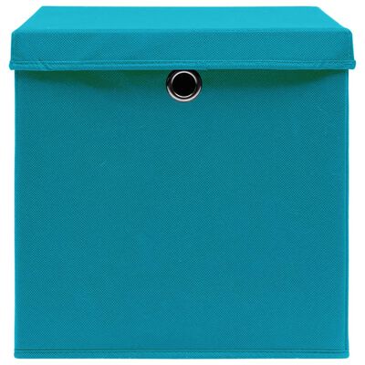 vidaXL Caixas de arrumação com tampas 4 pcs 28x28x28 cm azul-bebé