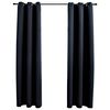 vidaXL Cortinas Blackout com Argolas 2 pe&ccedil;as Tecido Preto 97x213 cm