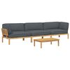 vidaXL Conjunto de Sof&aacute;s Liso 4 pcs Antracite Madeira S&oacute;lida de Ac&aacute;cia