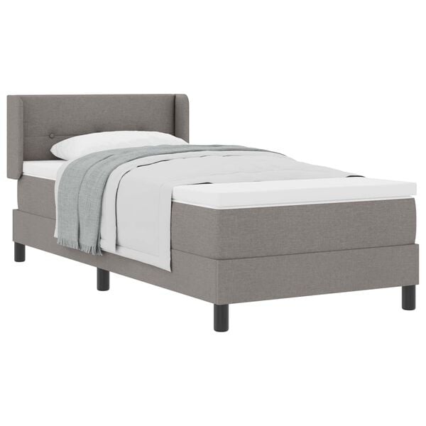 vidaXL Cama Box Cinzento-acastanhado 200 x 100 cm Poli&eacute;ster