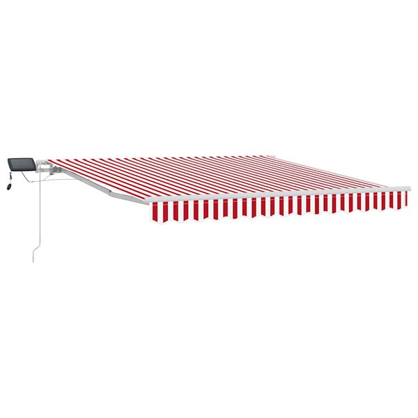 vidaXL Toldo Retr&aacute;til Vermelho e Branco 350 x 250 cm Tecido e A&ccedil;o