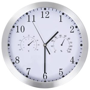 vidaXL Rel&oacute;gio parede c/ higr&oacute;metro e term&oacute;metro quartzo 30 cm branco