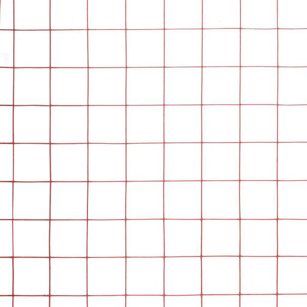 vidaXL Cerca arame galinheiro 25x1,5m a&ccedil;o c/ revestimento PVC vermelho