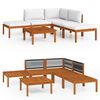 vidaXL Conjunto de lounge de jardim vidaXL com 6 pe&ccedil;as e almofadas em madeira de ac&aacute;cia creme e corda