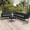 vidaXL 8 pcs conjunto lounge de jardim c/ almofad&otilde;es vime PE preto