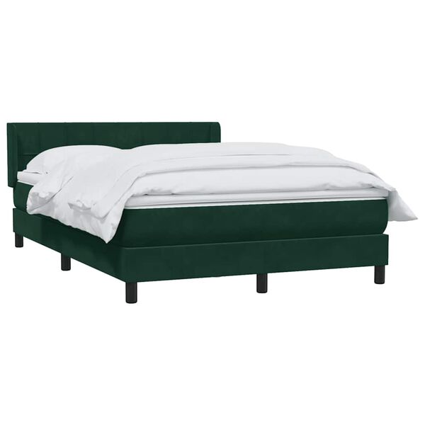 vidaXL Cama com molas/colch&atilde;o 160x220 cm veludo verde-escuro