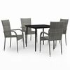 vidaXL 5 pcs conjunto de jantar para jardim cinzento e preto