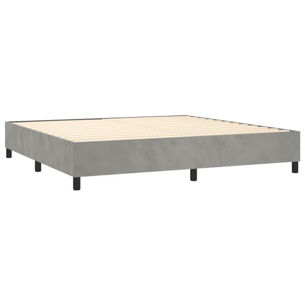 vidaXL Cama com molas/colch&atilde;o 200x200 cm veludo cinzento-claro