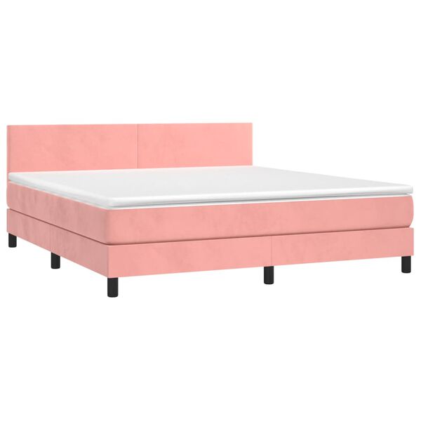 vidaXL Cama com molas/colch&atilde;o 160x200 cm veludo rosa