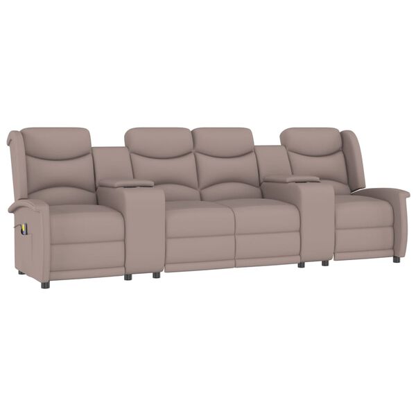 vidaXL Poltrona massagem 4lug. rel. c/ suporte copo cinza-acastanhado