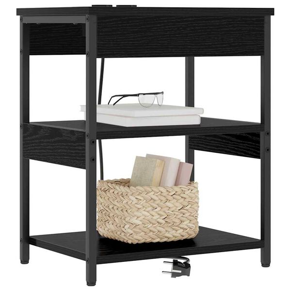 vidaXL Arm&aacute;rio de Cabeceira Carvalho Preto 41 x 31 x 51 cm