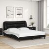 vidaXL Estrutura de cama sem colch&atilde;o Hvar 160x200cm couro artif. preto/branco