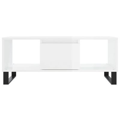 vidaXL Mesa de centro 90x50x36,5 cm derivados madeira branco brilhante