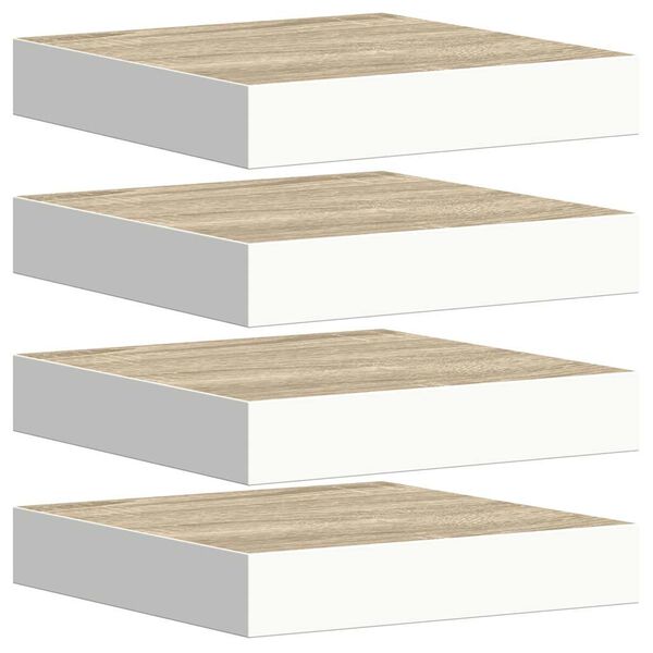 vidaXL Prateleiras de parede 4 pcs 23x23,5x3,8cm MDF carvalho e branco