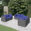 vidaXL 6 pcs conjunto lounge de jardim c/ almofadões vime PE cinzento