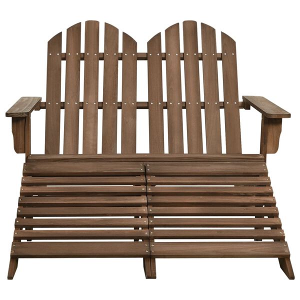 vidaXL Cadeira de jardim e otomano Adirondack 2 lugares abeto castanho