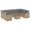 vidaXL 10 pcs conj. sof&aacute;s jardim c/ almofad&otilde;es vime PE bege misturado