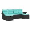 vidaXL Conjunto de Sof&aacute; de Jardim 6 pcs Preto Rattan Sint&eacute;tico