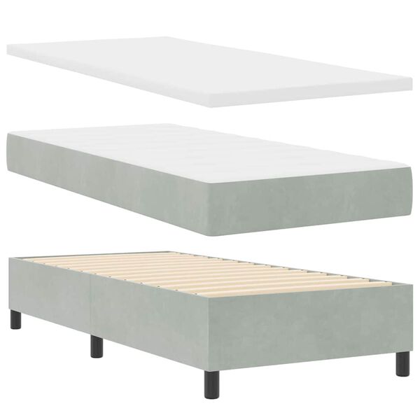 vidaXL Cama Box com cabeceira Cinzento-claro 100 x 200 cm Veludo