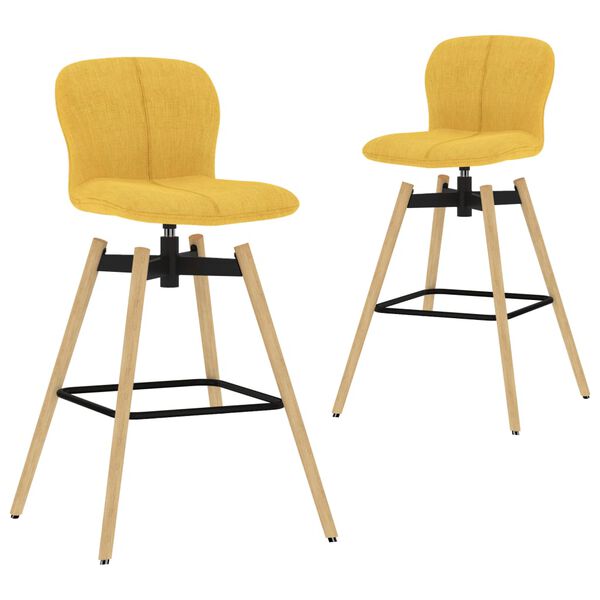 vidaXL Cadeiras de bar giratórias 2 pcs tecido amarelo