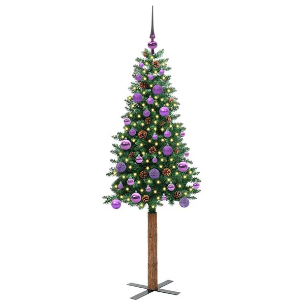 vidaXL &Aacute;rvore de Natal Slim com 150 LEDs com suporte Verde 150 cm