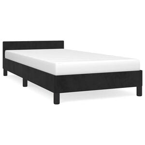 vidaXL Estrutura cama c/ cabeceira sem colch&atilde;o veludo 90x200 cm preto