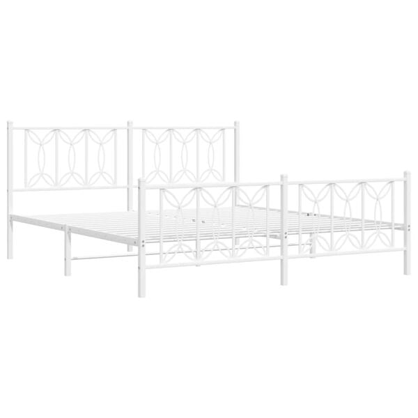 vidaXL Estrutura de cama com cabeceira e p&eacute;s 180x200 cm metal branco