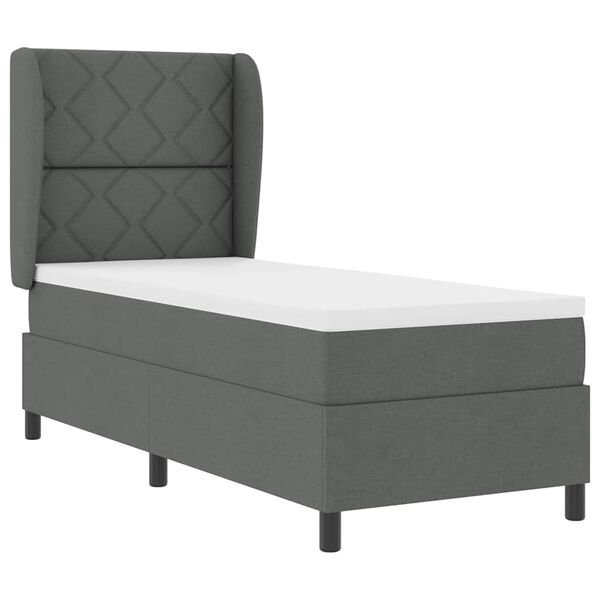 vidaXL Cama Box com colch&atilde;o Cinzento escuro 80 x 200 cm tecido