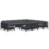 vidaXL 14 pcs conjunto lounge jardim c/ almofadões pinho maciço preto