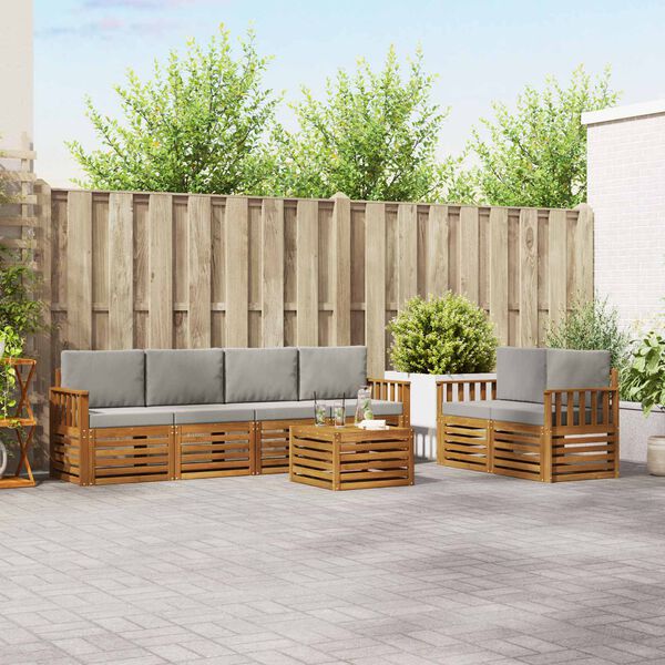 vidaXL Conjuntos de sof&aacute;s com almofada 7 pcs Cinza Natural e Claro