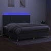 vidaXL Cama box spring c/ colch&atilde;o e LED 200x200 cm tecido cinza-escuro