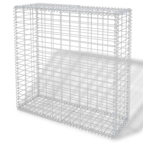 vidaXL Muro gabi&atilde;o de jardim c/ rochas de vidro e luz LED 100x30x100cm