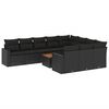 vidaXL 11 pcs conjunto sof&aacute;s de jardim c/ almofad&otilde;es vime PE preto