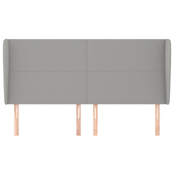 vidaXL Cabeceira cama c/ abas tecido 163x23x118/128 cm cinzento-claro