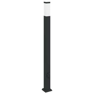 vidaXL Lumin&aacute;ria de poste com tomada, 110 cm, preta, IP44