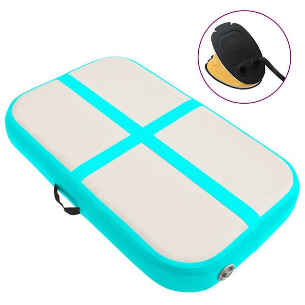 vidaXL Colch&atilde;o de gin&aacute;stica insufl&aacute;vel c/ bomba 60x100x20 cm PVC verde