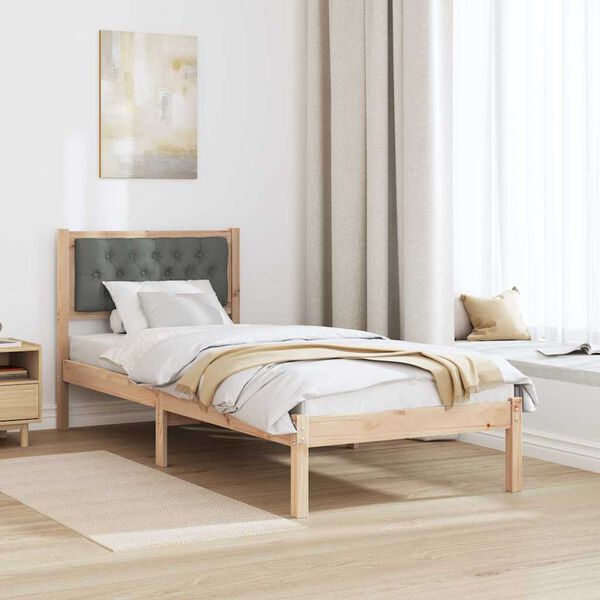 vidaXL Estrutura da Cama com cabeceira Cinza Escuro 90 x 190 cm