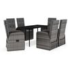 vidaXL 7 pcs conjunto de jantar para jardim com almofad&otilde;es cinzento