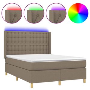 vidaXL Cama box spring colch&atilde;o/LED 140x190cm tecido cinza-acastanhado