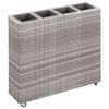 vidaXL Floreira com 4 vasos 80x22x79 cm vime PE cinzento