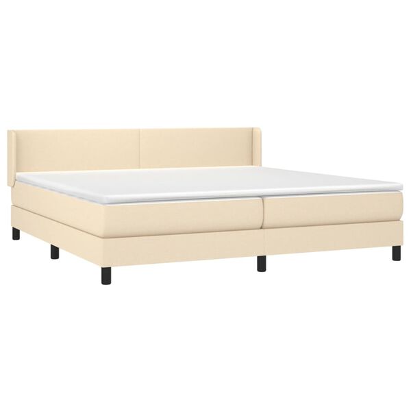 vidaXL Cama com molas/colch&atilde;o 200x200 cm tecido cor creme