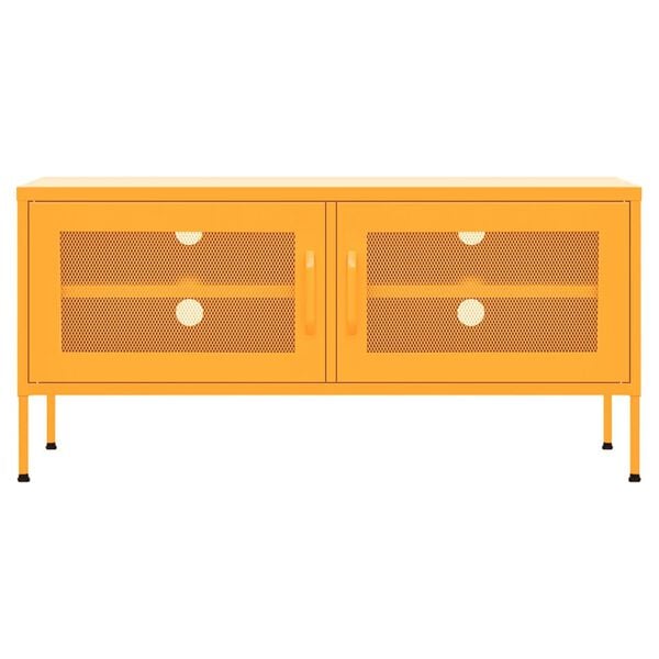 vidaXL Móvel de TV aço 105x35x50 cm amarelo mostarda