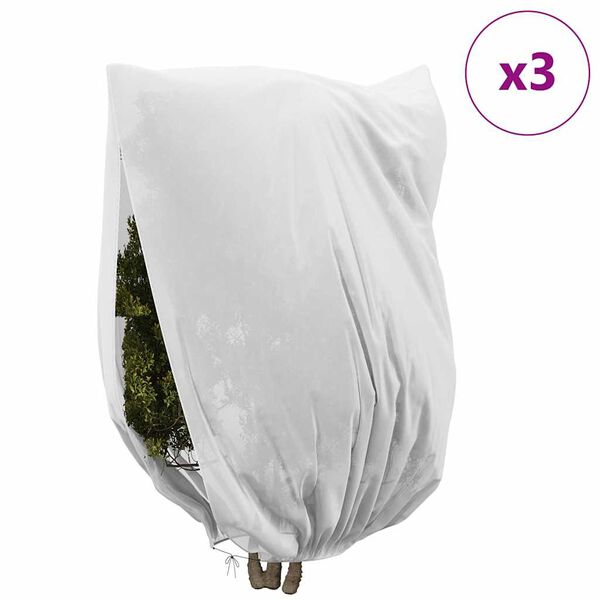 vidaXL Capas de Fleece para Prote&ccedil;&atilde;o Contra Geada 3 pcs Branco