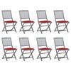vidaXL Cadeiras de exterior dobr&aacute;veis 8pcs c/ almofad&otilde;es ac&aacute;cia maci&ccedil;a