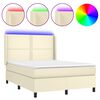 vidaXL Cama box spring c/ colch&atilde;o/LED 140x190cm couro artificial creme