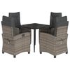 vidaXL 5 pcs conjunto de jantar p/ jardim c/ almofad&otilde;es vime PE cinza