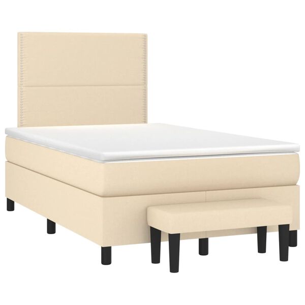 vidaXL Cama boxspring com colch&atilde;o 120x190 cm tecido cor creme