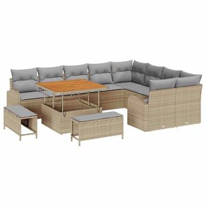 vidaXL Conjunto de Sof&aacute; de Jardim 12 pcs Bege e Cinza Claro