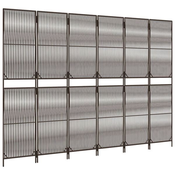 vidaXL Biombo de divisão 6 painéis vime PE castanho