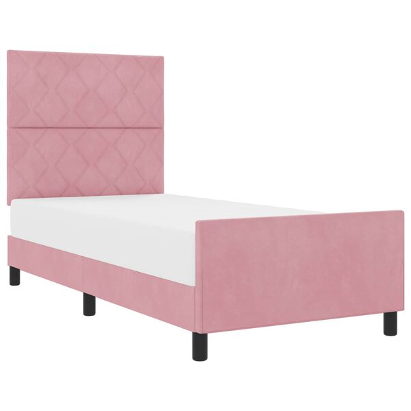 vidaXL Cama Box com cabeceira Rosa 90 x 190 cm Veludo